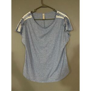 PerSeption Concept Light Blue Scoop Neck Top Size Large